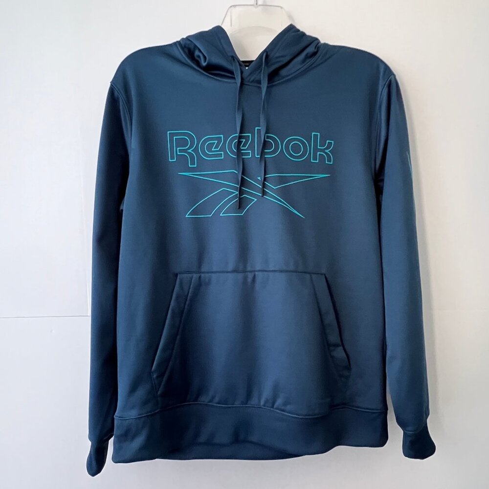 Reebok Hoodie, Box Jump Pullover, Blue with Logo, Size Large, NWTS
